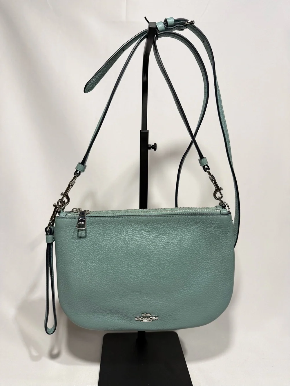 Coach Pebbled Leather Crossbody in Seafoam Green